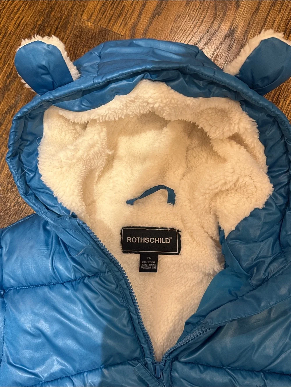 Rothschild infant boys sherpa trim Blue Puffer Jacket
